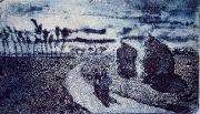 Camille Pissarro, Twilight with Haystacks